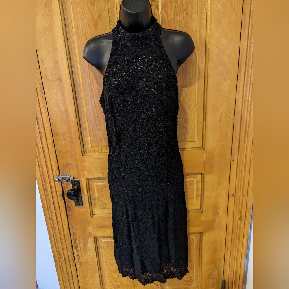 Jessica Howard black sparkly form fitting dress size 12